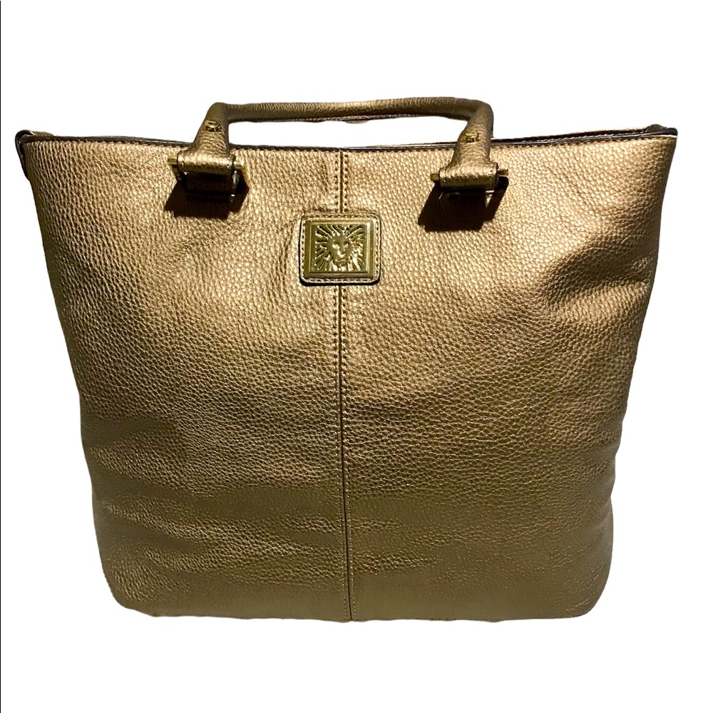 ANNE KLEIN Gold Handbag, Zebra Print Lining